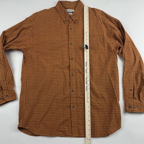 Columbia Sportswear Sz L Orange Plaid Long Sleeve Button Up Shirt AM7109 Cotton - Picture 3 of 9